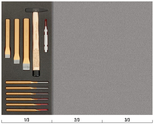 [FF1E5002] Foam w/ chisels and punches + hammer 1/3 module