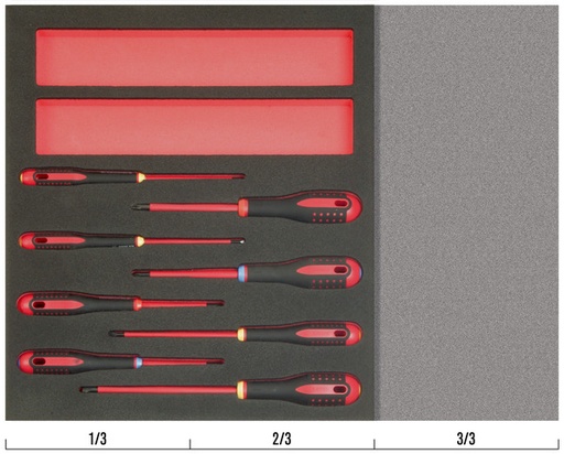 [FF1F1006] Ergo SLIM electricians screwdrivers set Fit&Go 2/3 in foam 8 pcs SL, PH ja PZ