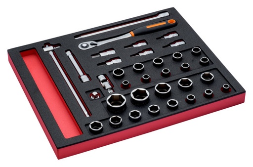 [FF1F2201] 1/2" socket and accessories set 35pcs Fit&Go 2/3 foam