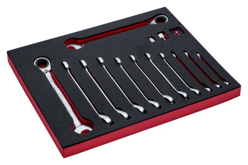[FF1F3005] 1RM ratcheting wrench set in 2/3 foam 15 pcs