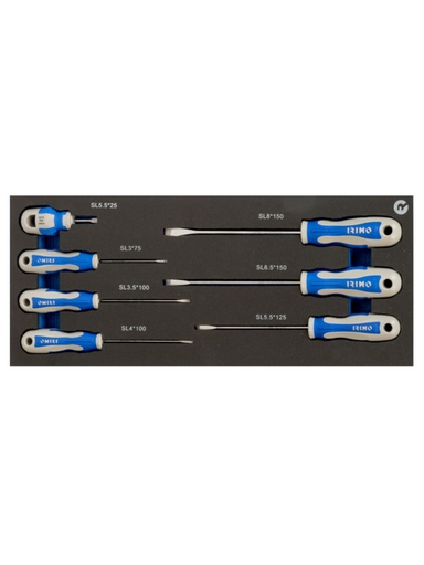 [IFF1E007] Slotted screwdriver set 7pcs 1/3 foam Irimo