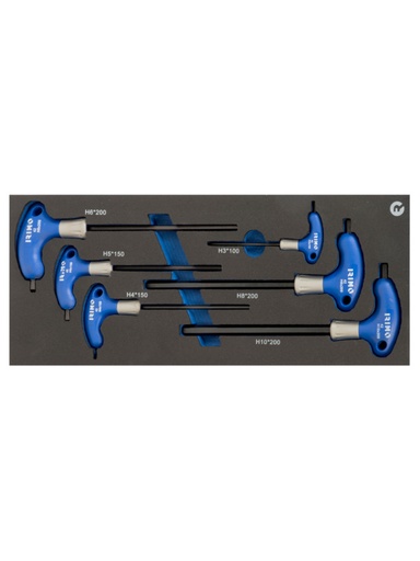 [IFF1E010] T-Handle hexagonal screwdriver set 6pcs H3-H10 1/3 foam Irimo