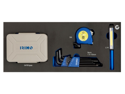 [IFF1E019] Mixed tools set (Hex L-keys, bits, measuring tape, pen light) 72pcs 1/3 foam Irimo