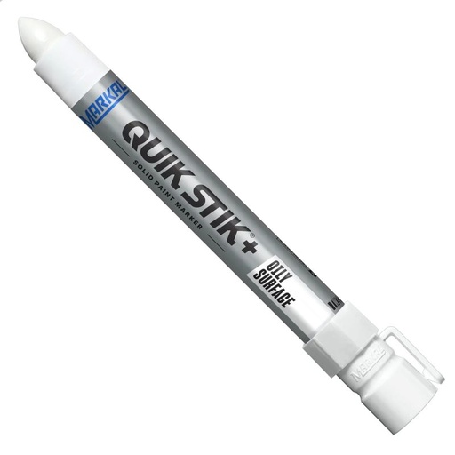 Industriālais cietās krāsas marķieris eļļotām virsmām Markal QUIK STIK+ OILY SURFACE, BALTS