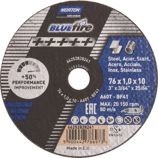 [NO66252828241] Lõikeketas Norton Blue Fire A60 T41 - 76x1x10mm
