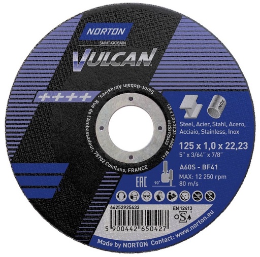[NO66252925433] Cutting disc Norton Vulcan 41-125X1.0X22.2-A60S