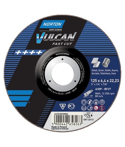 [NO66252925523] Grinding disc Norton Vulcan 125x6,4x22,23mm A30S T27