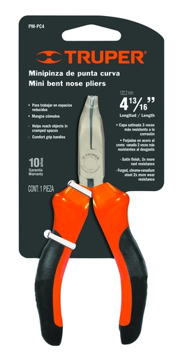 [PM-PC4] Bent nose plier 12cm, comfort grip Truper®