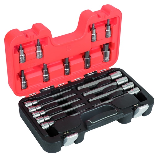 [S18HEX] Short and long socket drivers S9 set HEX H4-H17 18 pcs 1/2"