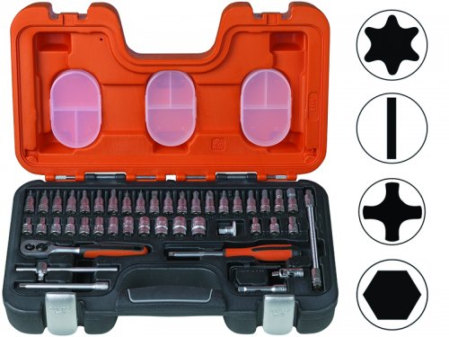 [S460] Galvučių 4-13mm. ir priedų rinkinys. 1/4.  Kpl.46vnt.