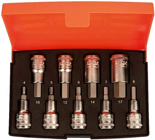 [S9HEX] Short socket drivers S9 set HEX H4-H17 9 pcs 1/2"