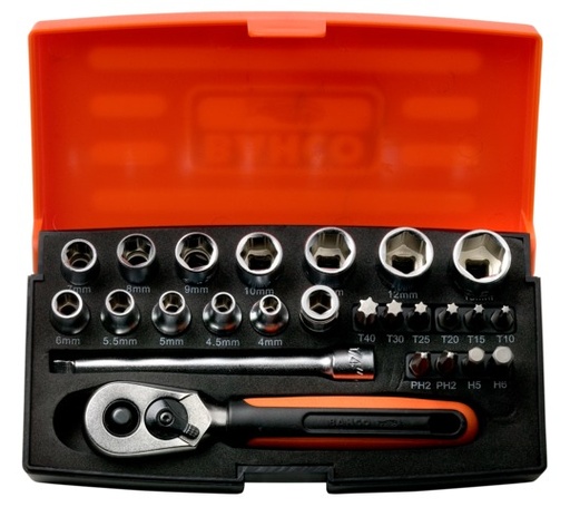 [SL25] Sockets 4-13mm and bits PH,HEX,TORX set 1/4" 25pcs