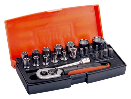 [SL25AF] Galvučių 1/8"-9/16 ir antgalių PH,HEX,TORX rinkinys  1/4" 25vnt