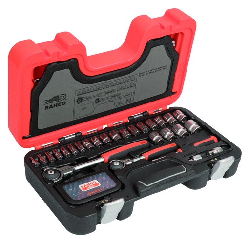 [SW91] Socket set 1/4"+3/8" 4-21mm sockets, swivel head ratchets + long and short bits. 91pcs