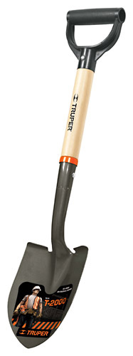 [TR-BY] Small round point shovel 15x37cm, wooden shaft, plastic D-handle, 69cm, Truper®