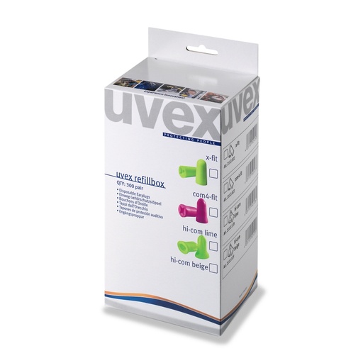 [UV2112022] Earplugs X-fit without cord refill box for the Uvex dispenser, 300 pairs. SNR 37 dB