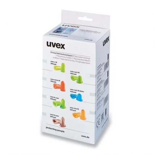 [UV2112023] Earplugs Uvex com4-fit, orange, SNR: 33, Size S, without cord, refill box, 300 pairs