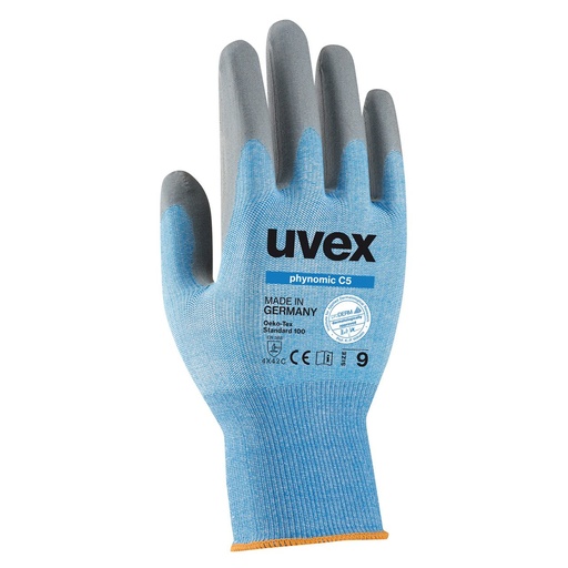 [UV6008108] Safety gloves Uvex Phynomic C5, cut level C/5, Dyneema, polyamide, elastame with aqua polymer foam coating. Size 8