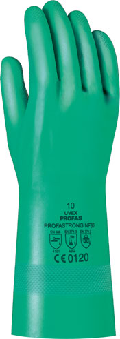 [UV6012204] Nitrilinės pirštinės Uvex Profastrong NF33, medvilninis pamušalas, 0,38mm storio, 33mm ilgio, 10 dydis