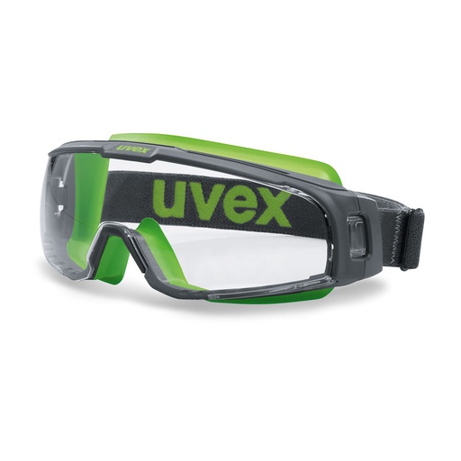 [UV9308245] UVEX Slēgtā Tipa Aizsargbrilles U-Sonic, Gaišā Lēca, Supravision Excellence HC/AF Pārklājums, Triecienizturīgas, Pelēkas/Laima