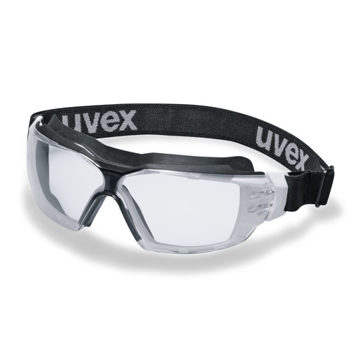[UV9309275RT] Safety goggles Uvex CX2 Sonic, clear lens, supravision extreme (anti scratch, permanent anti fog) coating, white/black. Rubber strap. Impact class B.