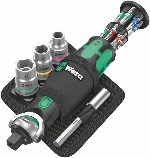 [WE05004281001] Wera 8009 Zyklop narre käepide komplekt 1/4" otsakutele ja 3/8" padrunvõtmetele, 18osa