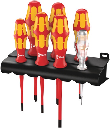 [WE05006480001] Wera Kraftform Plus 160iS/7 VDE 7-piece s/driver set + Rack + tester, extra-slim