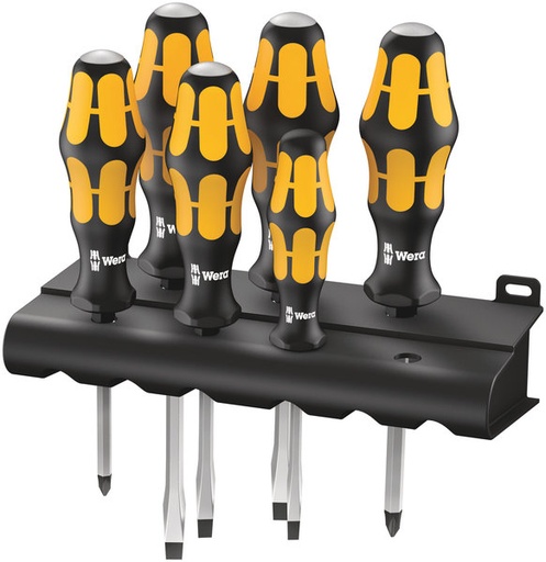[WE05018282001] Wera Kraftform 932/6 läbiva teraga kruvikeerajate kmpl 6 osa PH+SL, raamiga