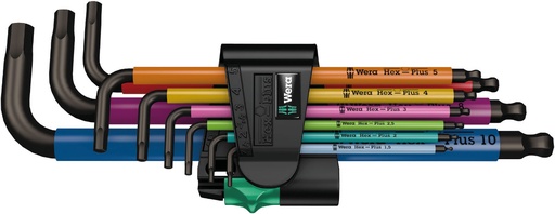 [WE05022210001] Wera L-keys 950/9 Hex-Plus Multicolour holding funtction 1, BlackLaser