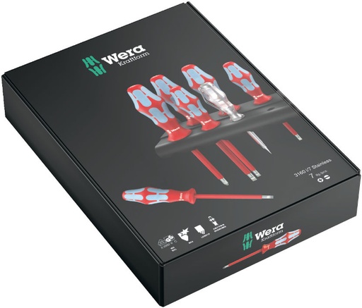 [WE05022745001] Wera 3165 i/6 VDE insulated stainless screwdriver set 6pcs PZ+SL, with rack