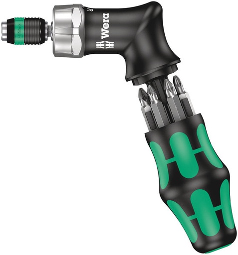 [WE05051030001] Wera Kraftform Kompakt ratchet screwdriver handle, 6 bits, Rapidaptor bit holder