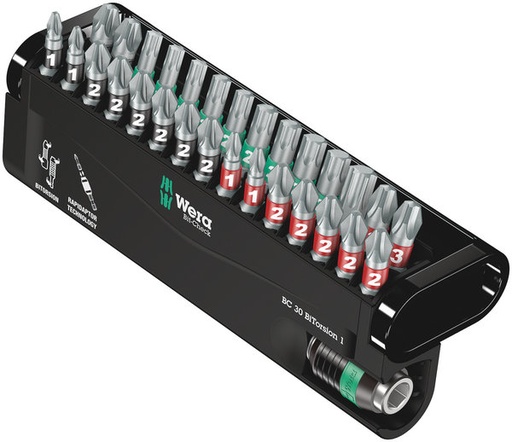 [WE05057430001] Torsioninių antgalių rinkinys Wera Bit-Check 30 BiTorsion, 30 vnt, PH+PZ+TORX+HEX