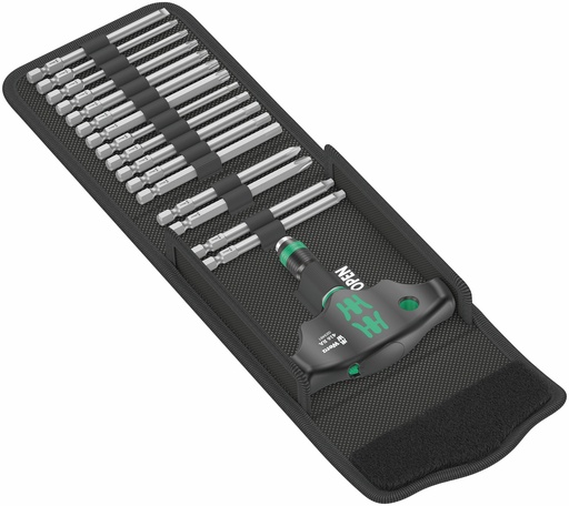 [WE05057473001] „Wera Kraftform Kompakt 400 RA“ T antgalių komplektas su T - formos laikikliu, 17 vnt, imperial
