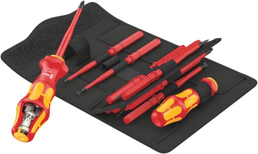 [WE05057484001] Wera Kraftform Kompakt Turbo i 1 VDE interchangable blades ratcheting screwdriver set 16 pcs SL+PH+PZ+TORX+PZ/SL