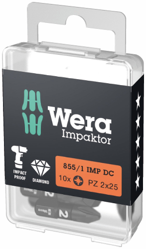 [WE05057620001] Wera 855/1 Impaktor bits PZ 1 x 25mm, 10pcs