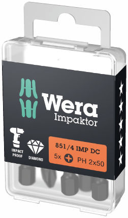 [WE05057656001] Wera 851/4 Impactor uzgaļi PH 2 x 50mm, 5gab