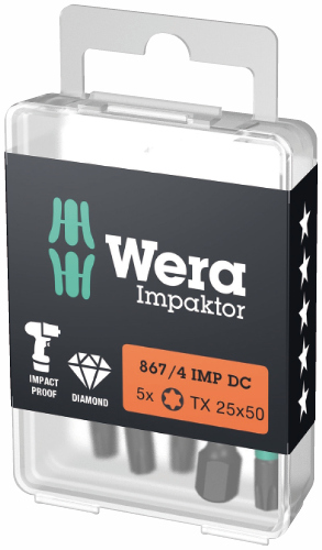 [WE05057664001] Wera 867/4 Impactor uzgaļi TORX T20 x 50mm, 5gab