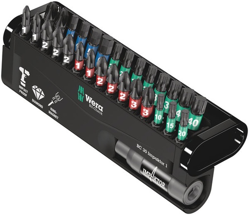 [WE05057690001] Wera Bit-Check 30 Impaktor otsakute kmpl 30 osa PH+PZ+TORX+HEX