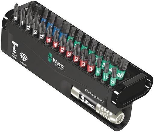[WE05057697001] Wera Bit-Check 30 Impaktor otsakuhoidja ja 25mm PH+PZ+TORX?HEX otsakute kmpl 30 osa