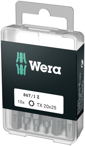 [WE05072409001] Wera 867/1 DIY-box Standard bits 10pcs, TORX TX 25 x 25mm