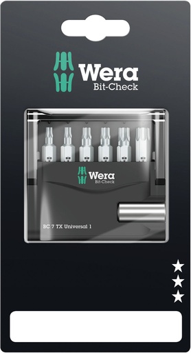 [WE05073404001] Antgalių rinkinys Wera Bit-Check 7 Standard TORX, 7 vnt