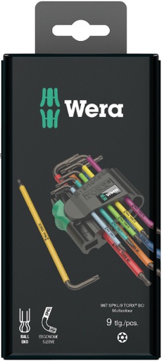 [WE05073599001] Wera 967/9 TORX Tamper proof L-key set 9pcs TX 8-40, Multicolour, Blacklaser