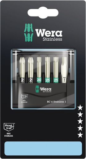 [WE05073634001] Wera Bit-Check 6 Stainless bit set 6pcs