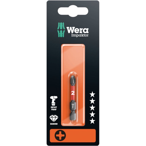 [WE05073956001] Antgalis Wera Impactor 851/4 IMP DC , 1 x PH2 x 50 mm, blisteryje