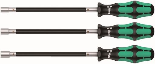 [WE05135311001] Wera 391/3 painduva varrega hülsskruvikeerajate kmpl 3 osa voolikuklambritele. 6-7-8mm