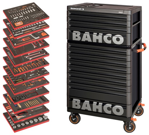 [XLARGE] Tool trolley Premium E77, 9 drawers + E87 top chest, 549 tools - XLARGE