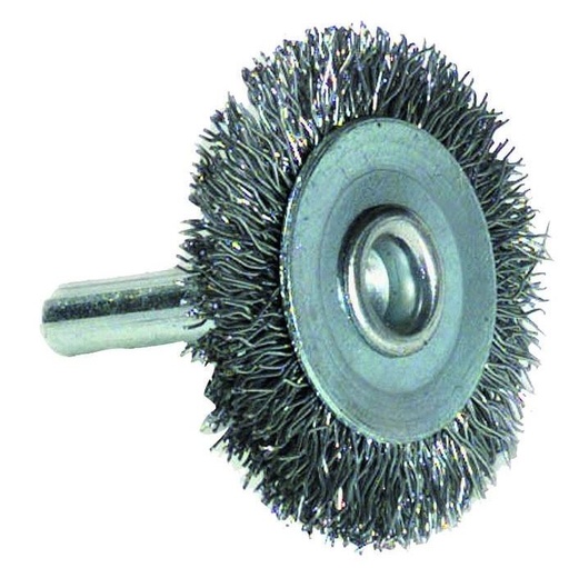[XT20211000202] Wheel brush for drill, Ø50mm, crimped steel wire 0.35mm, shank 6mm