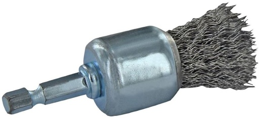 [XT20252006064] End brush for drill, 0.35mm, crimped steel wire Ø22mm, 1/4 HEX shank
