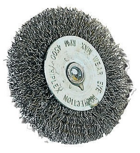 [XT20252006071] Wheel brush for drill, Ø75mm, corrugated INOX wire 0.35mm, shank 1/4 HEX