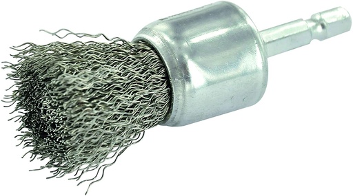 [XT202520123] Wheel brush for drill, Ø24mm, corrugated INOX wire 0.3mm, shank 1/4 HEX